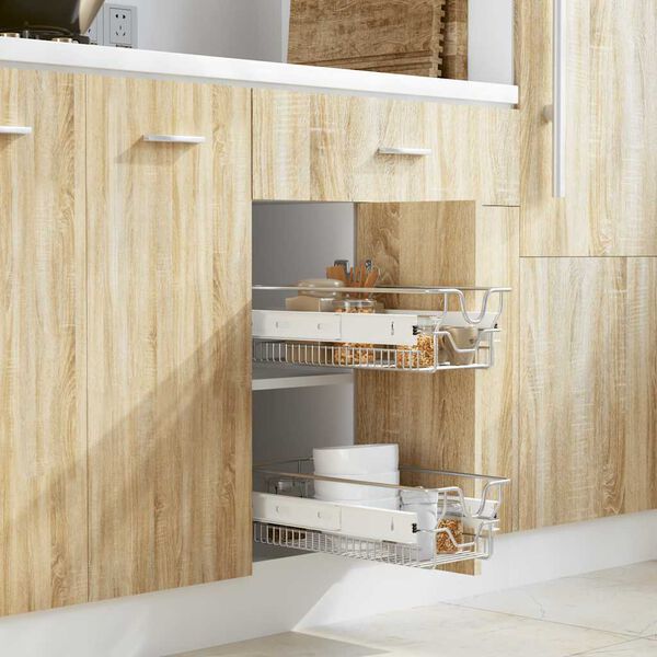 vidaXL Einbauschublade Korbauszug 2 Stk. Silbern 300 mm