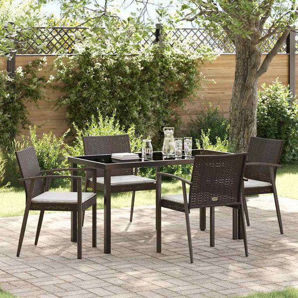 vidaXL Garten Essgruppe 5 pcs Braun und Schwarz PE-Rattan