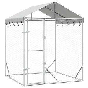 vidaXL Outdoor-Hundezwinger mit Dach Silber 2x2x2,5 m Verzinkter Stahl