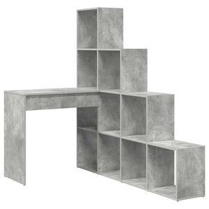vidaXL Eck-Schreibtisch mit Regal Betongrau 101,5 x 149,5 x 149,5 cm