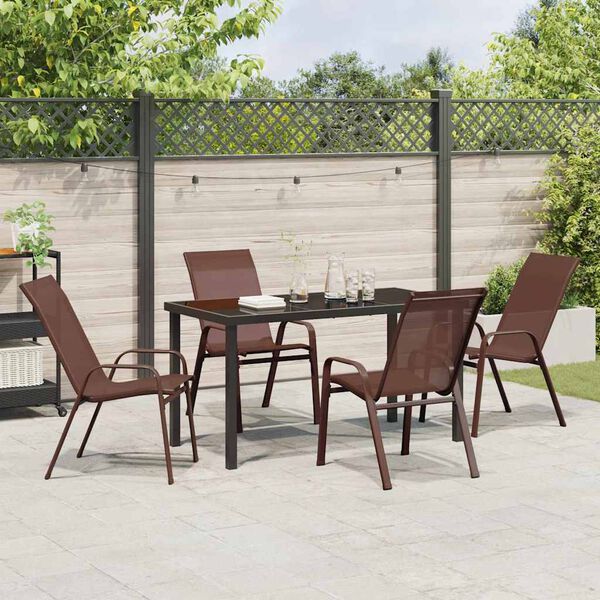 vidaXL Garten Essgruppe 5 pcs Braun und Schwarz