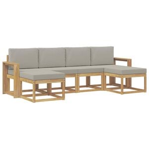 vidaXL Outdoor-Sofagarnitur 6 stk. Wei&szlig; und Hellgrau