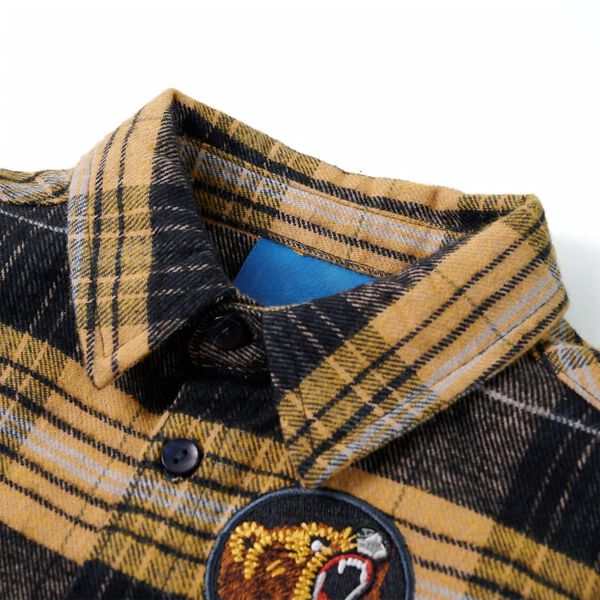 Kinderhemd Kariert Gelb und Schwarz 140