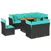 vidaXL 9-tlg. Garten-Sofagarnitur mit Kissen Schwarz Poly Rattan
