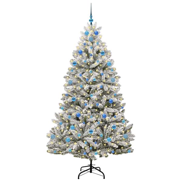 vidaXL K&uuml;nstlicher Weihnachtsbaum Gr&uuml;n und Wei&szlig; 210 cm PVC und Metall