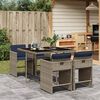 vidaXL 5-teiliges Garten-Ess-Set mit Kissen, grau, Polyrattan