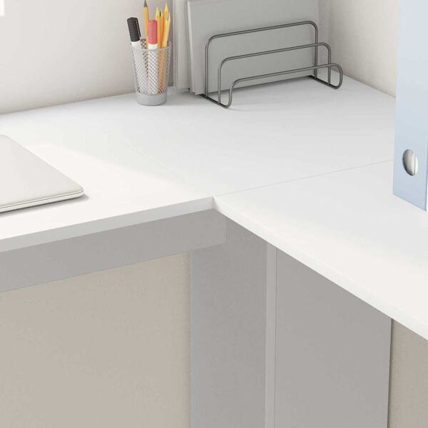 vidaXL Eckschreibtisch mit Stauraum mit Regal Weiß 140 x 113,5 x 75 cm