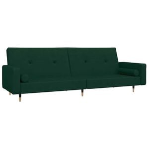 vidaXL Schlafsofa 2-Sitzer mit 2 Kissen Dunkelgr&uuml;n Samt