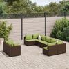 vidaXL 9-tlg. Garten-Sofagarnitur mit Kissen Braun Poly Rattan