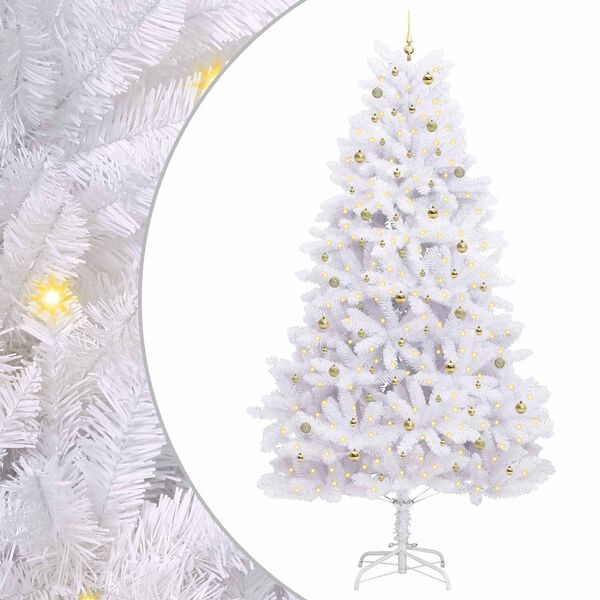 vidaXL K&uuml;nstlicher klappbarer Weihnachtsbaum Wei&szlig; 300 cm PVC und Stahl