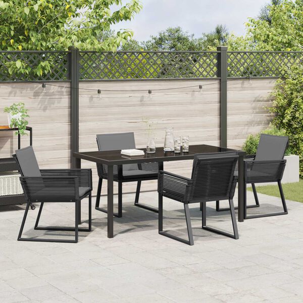 vidaXL Garten Essgruppe 5 pcs Schwarz Pulverbeschichteter Stahl