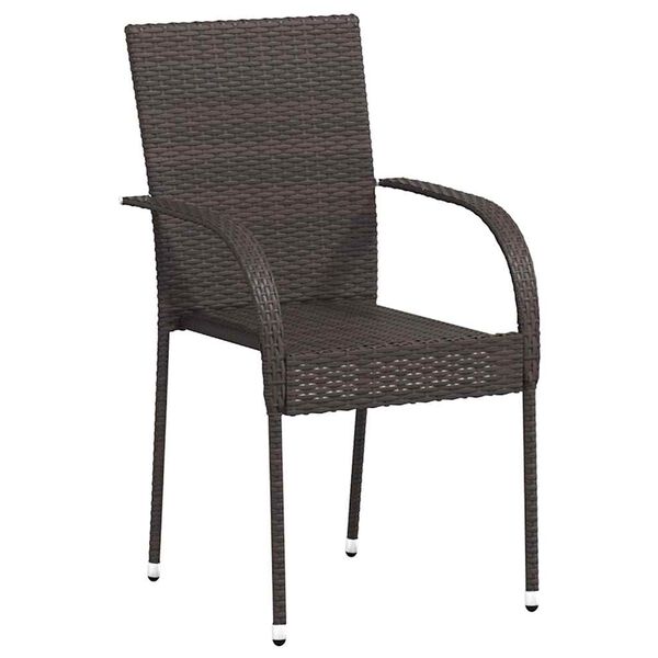 vidaXL Stapelbare Gartenst&uuml;hle 4 Stk. Poly Rattan Braun