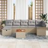 vidaXL Garten-Sofa-Set mit Kissen mit Speicher 8 pcs Beige Poly Rattan
