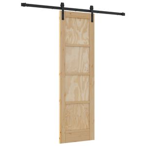 vidaXL Schiebet&uuml;r Nat&uuml;rlich und Schwarz 61 x 198,5 cm
