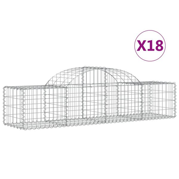 vidaXL Gabionen mit Hochbogen 18 Stk. 200x50x40/60 cm Verzinktes Eisen