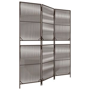 vidaXL Paravent 3-tlg. Braun Poly Rattan
