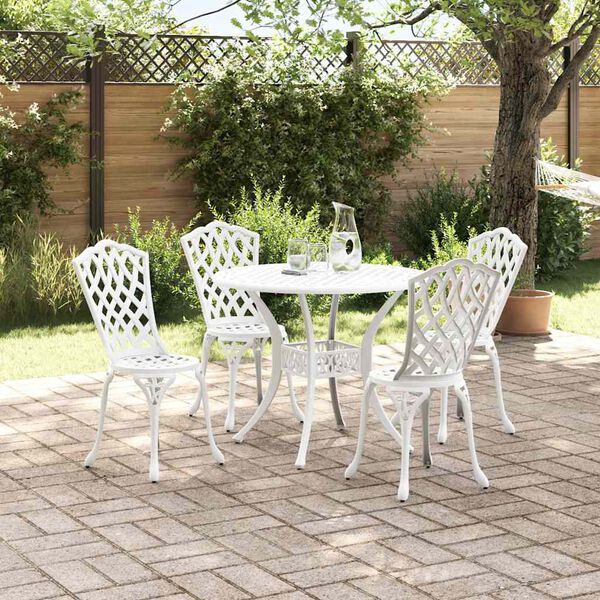 vidaXL Garten Essgruppe 5 pcs Wei&szlig; Aluminium