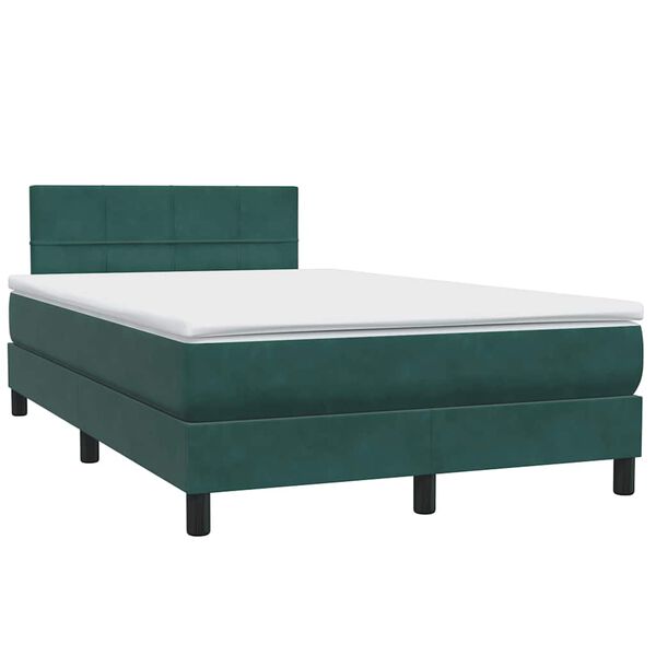 vidaXL Boxspringbett mit Matratze Dunkelgr&uuml;n 120x210 cm Samt