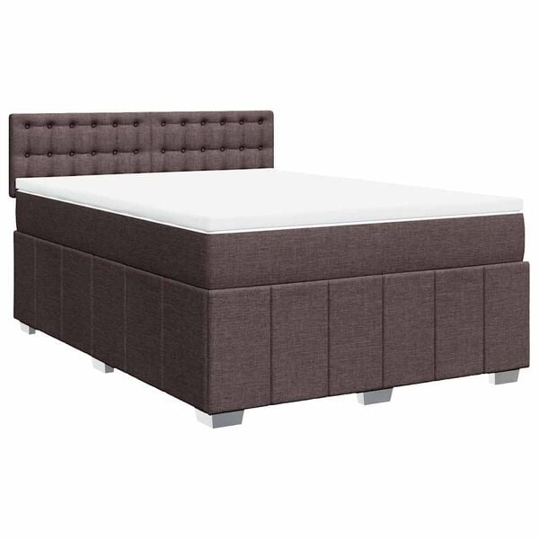 vidaXL Boxspringbett mit Matratze Dunkelbraun 140x190 cm Stoff