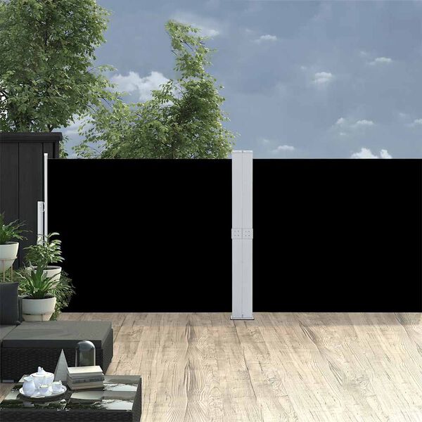 vidaXL Ausziehbare Seitenmarkise 140x1200 cm Schwarz