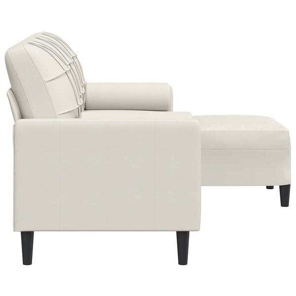vidaXL 3-Sitzer-Sofa mit Hocker Creme 180 cm Samt
