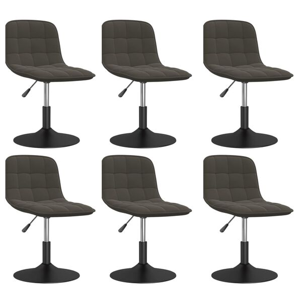 vidaXL Esszimmerst&uuml;hle 6 Stk. Drehbar Dunkelgrau Samt