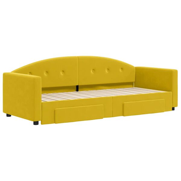 vidaXL Tagesbett Ausziehbar mit Schubladen Gelb 80x200 cm Samt