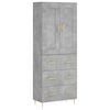 vidaXL Highboard Betongrau 69,5x34x180 cm Holzwerkstoff