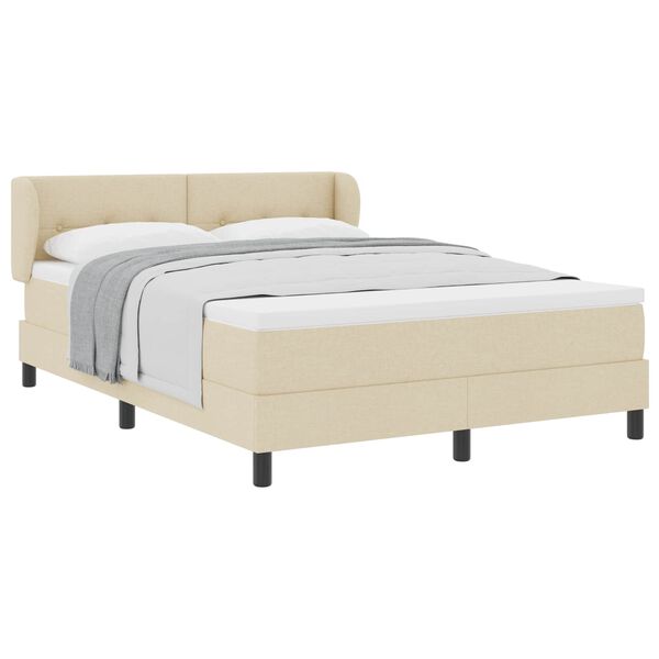 vidaXL Boxspringbett mit Matratze Creme 160 x 200 cm Stoff
