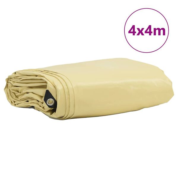 vidaXL Plane 650g / m&sup2; Beige 4 x 4 m Canvas mit PVC-Beschichtung