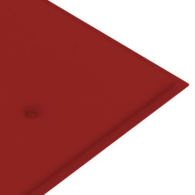 vidaXL Gartenbank mit Roter Auflage 150 cm Massivholz Teak