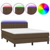 vidaXL Boxspringbett mit Matratze & LED Dunkelbraun 140x190 cm Stoff