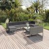 vidaXL 10-tlg. Garten-Lounge-Set mit Auflagen Poly Rattan Grau