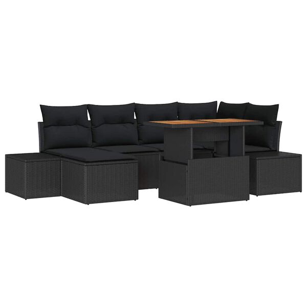 vidaXL Garten Essgruppe mit Kissen 7 pcs Schwarz und Braun