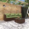 vidaXL 4-tlg. Garten-Lounge-Set mit Auflagen Poly Rattan Braun