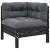 vidaXL 3-tlg. Garten-Lounge-Set mit Kissen Schwarz Kiefer Massivholz