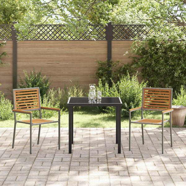 vidaXL Garten Stapelst&uuml;hle 2 pcs Braun und Grau