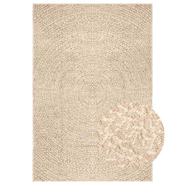 vidaXL Teppich ZIZUR Beige 160x230 cm Jute-Optik Indoor und Outdoor