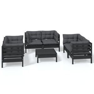 vidaXL 7-tlg. Garten-Lounge-Set mit Kissen Kiefer Massivholz