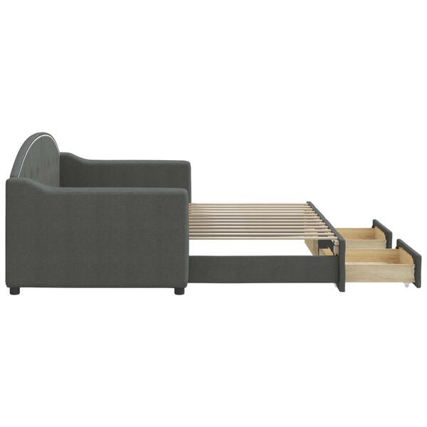 vidaXL Tagesbett Ausziehbar mit Schubladen Dunkelgrau 80x200 cm Stoff