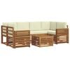vidaXL Outdoor-Sofagarnitur 7 Stk. Natur und Creme Massivholz Akazie