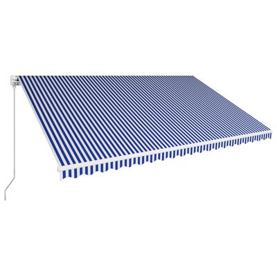 vidaXL Einziehbare Markise Handbetrieben 500 x 300 cm Blau und Weiß