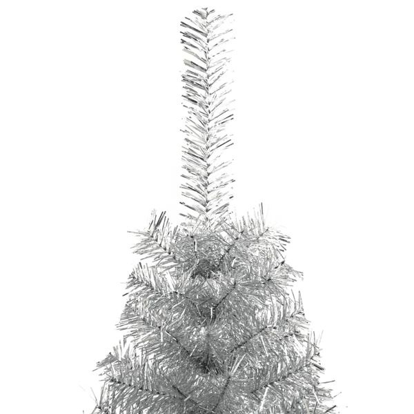 vidaXL Künstlicher Halb-Weihnachtsbaum mit Ständer Silber 180 cm PET