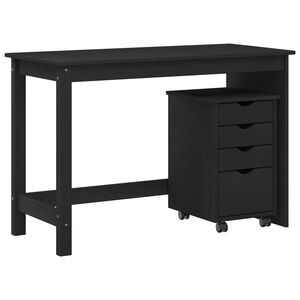 vidaXL Schreibtischschrank-Set 2 stk. Schwarz Massives Kiefernholz