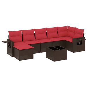 vidaXL 8-teiliges Gartensofa-Set mit Kissen, braun, Polyrattan