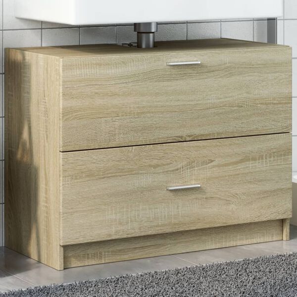 vidaXL Waschbeckenunterschrank Sonoma-Eiche 78x37x59 cm Holzwerkstoff