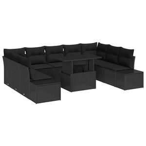 vidaXL Gartensofa-set 10 stk. Schwarz Poly-Rattan