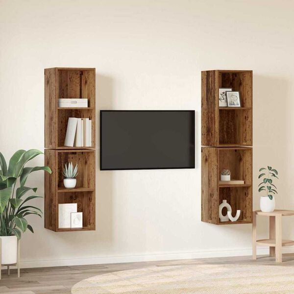 vidaXL TV-Schrankset 4 pcs Altholz 37 x 37 x 72 cm Holzwerkstoff