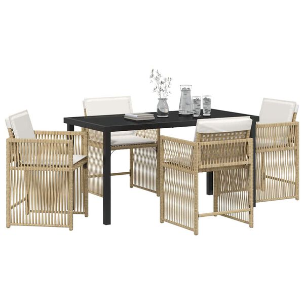 vidaXL Garten Essgruppe 5 pcs Beige Poly-Rattan