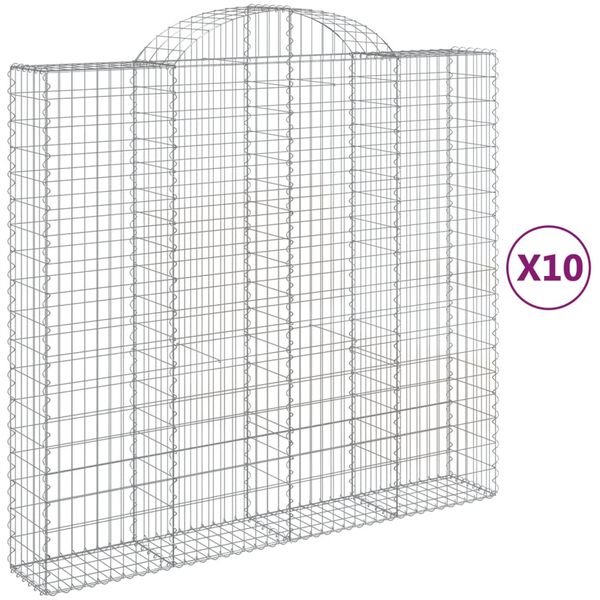 vidaXL Gabionen mit Hochbogen 10Stk. 200x50x180/200cm Verzinktes Eisen